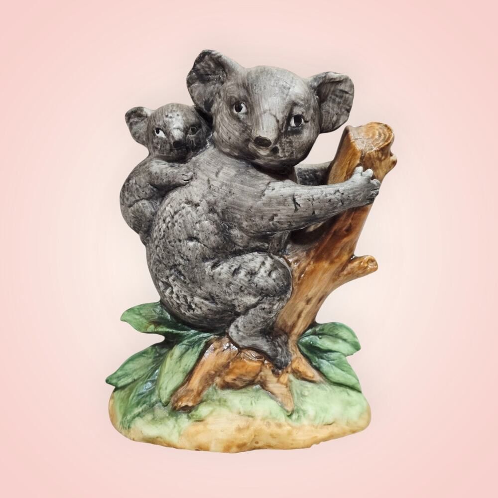 Vintage Lefton Koala Bear Figurine Mother and Baby Hand Painted